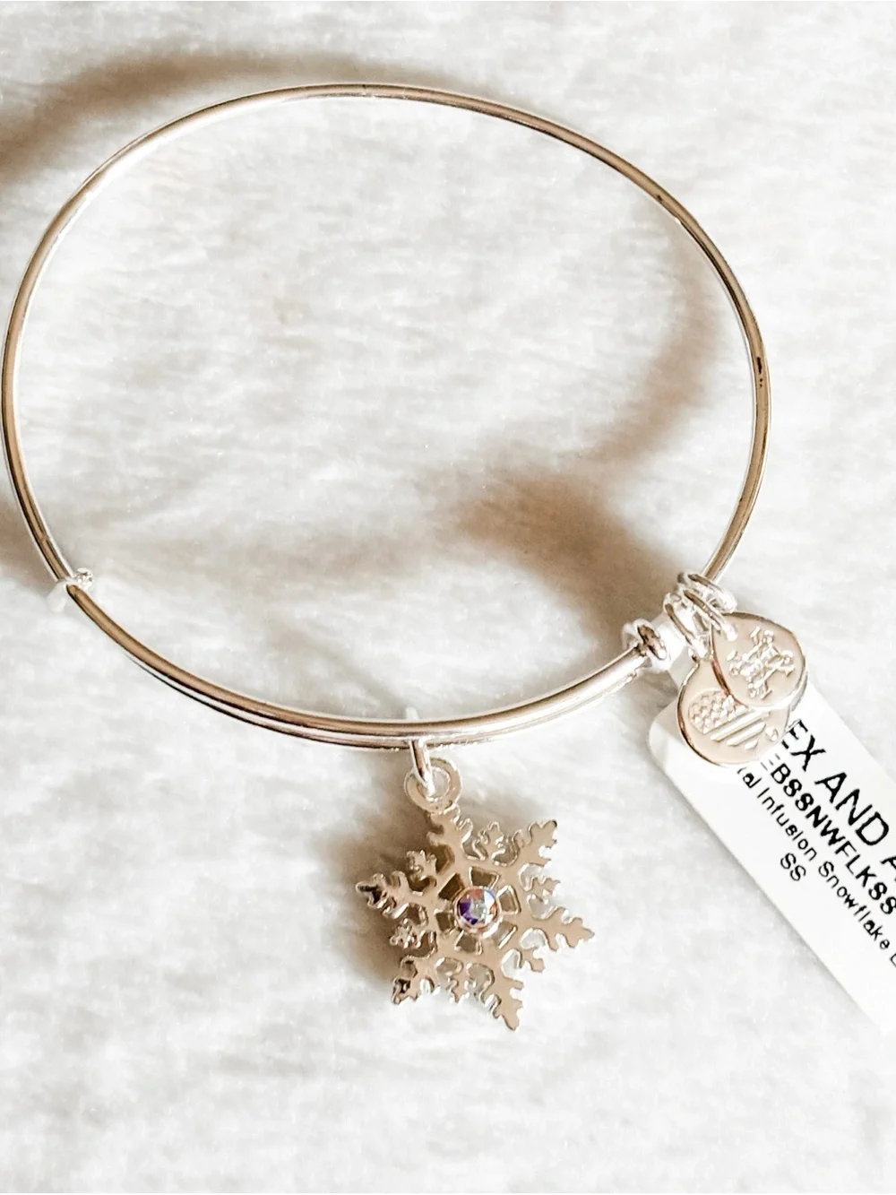 NWT! Alex and Ani Crystal Infusion Snowflake Bangle Bracelet - Silver